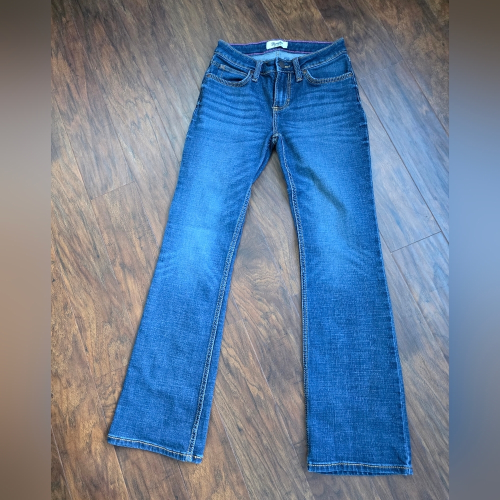 Wrangler Retro Mid Rise Bootcut Jeans Women Size 1 X 32 Blue
